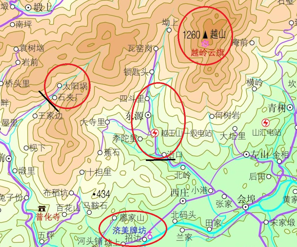 2.6、抽水蓄能电站上、下库和越王山、济美牌坊大致位置。.jpg